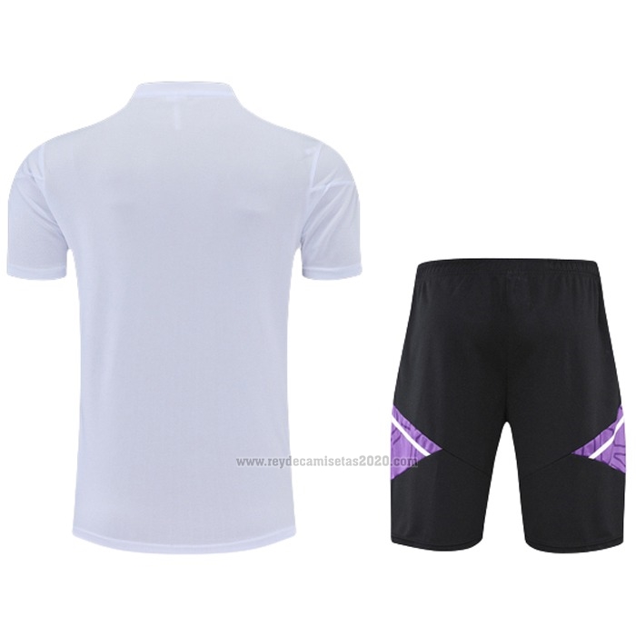 Chandal del Real Madrid Manga Corta 2022-2023 Blanco y Purpura - Pantalon Corto